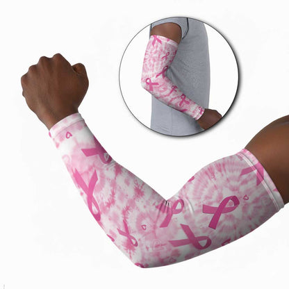Breast Cancer Awareness Pink Ribbon Arm Sleeves Tie Dye Style