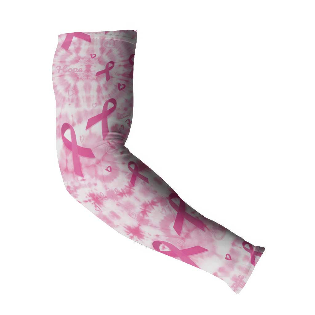 Breast Cancer Awareness Pink Ribbon Arm Sleeves Tie Dye Style