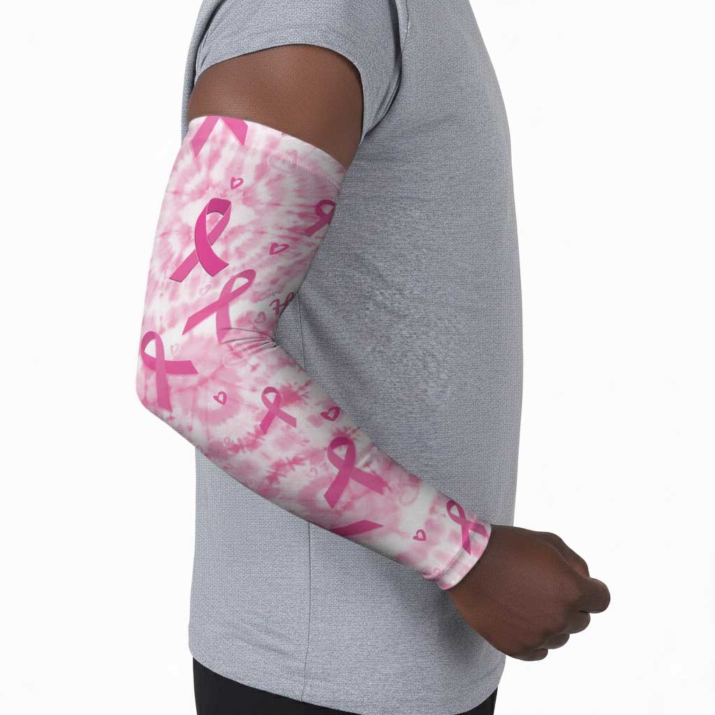 Breast Cancer Awareness Pink Ribbon Arm Sleeves Tie Dye Style