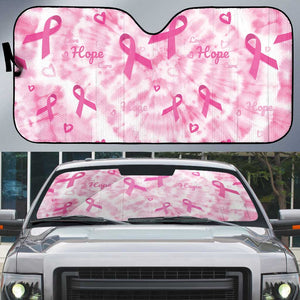 Breast Cancer Awareness Pink Ribbon Auto Sun Shade Tie Dye Style