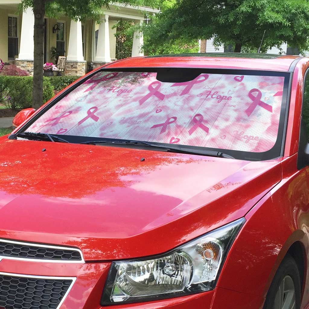 Breast Cancer Awareness Pink Ribbon Auto Sun Shade Tie Dye Style