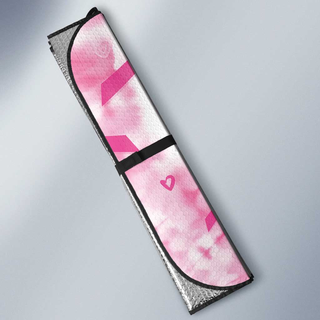 Breast Cancer Awareness Pink Ribbon Auto Sun Shade Tie Dye Style