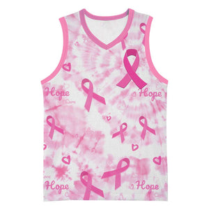 Pink Ribbon With Tie Dye Basketball Jersey Breast Cancer Awareness LT15