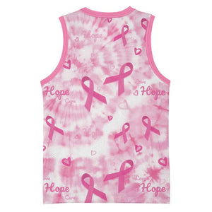 Pink Ribbon With Tie Dye Basketball Jersey Breast Cancer Awareness LT15