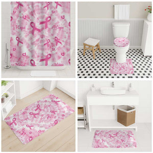 Breast Cancer Awareness Pink Ribbon Bathroom Set Tie Dye Style