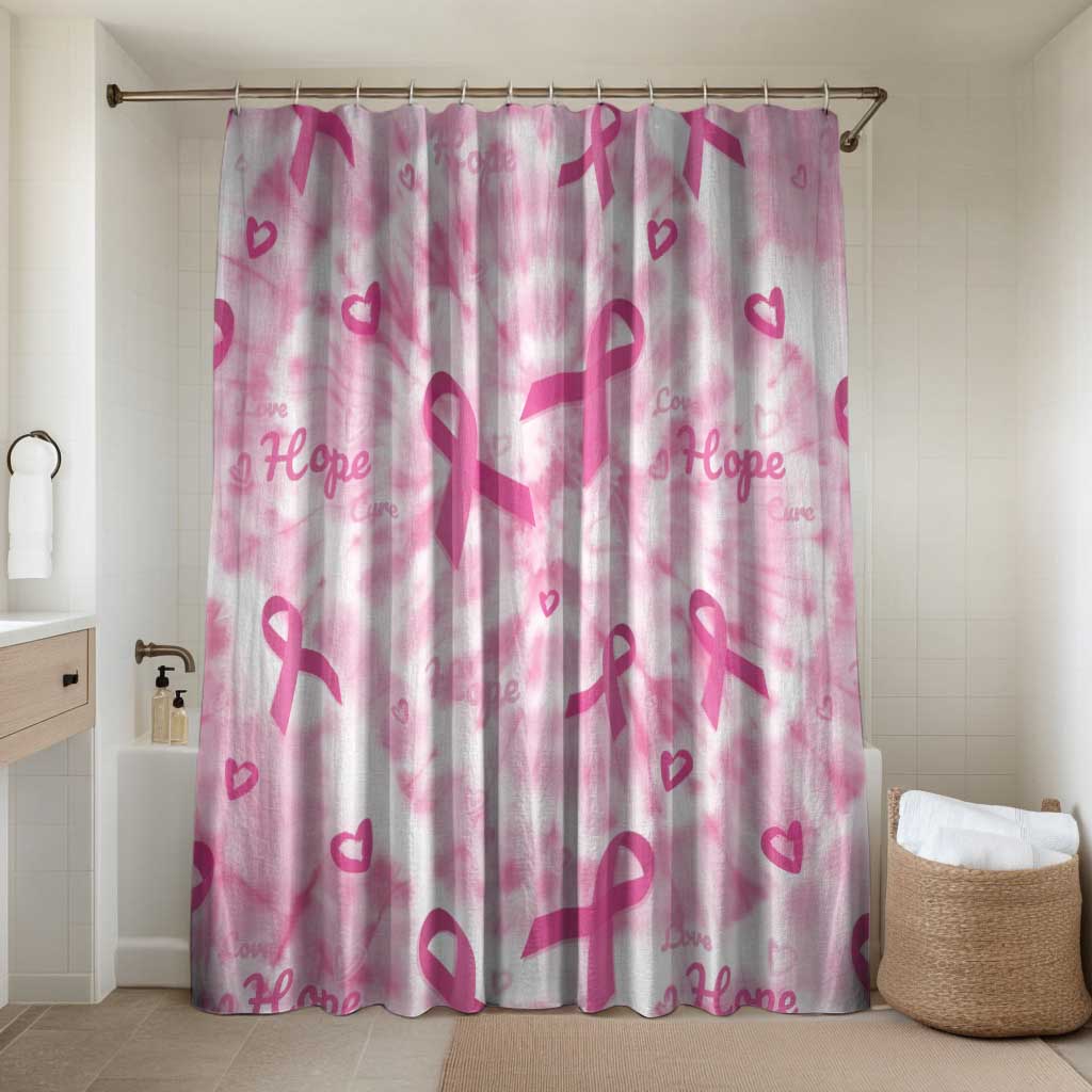 Breast Cancer Awareness Pink Ribbon Bathroom Set Tie Dye Style