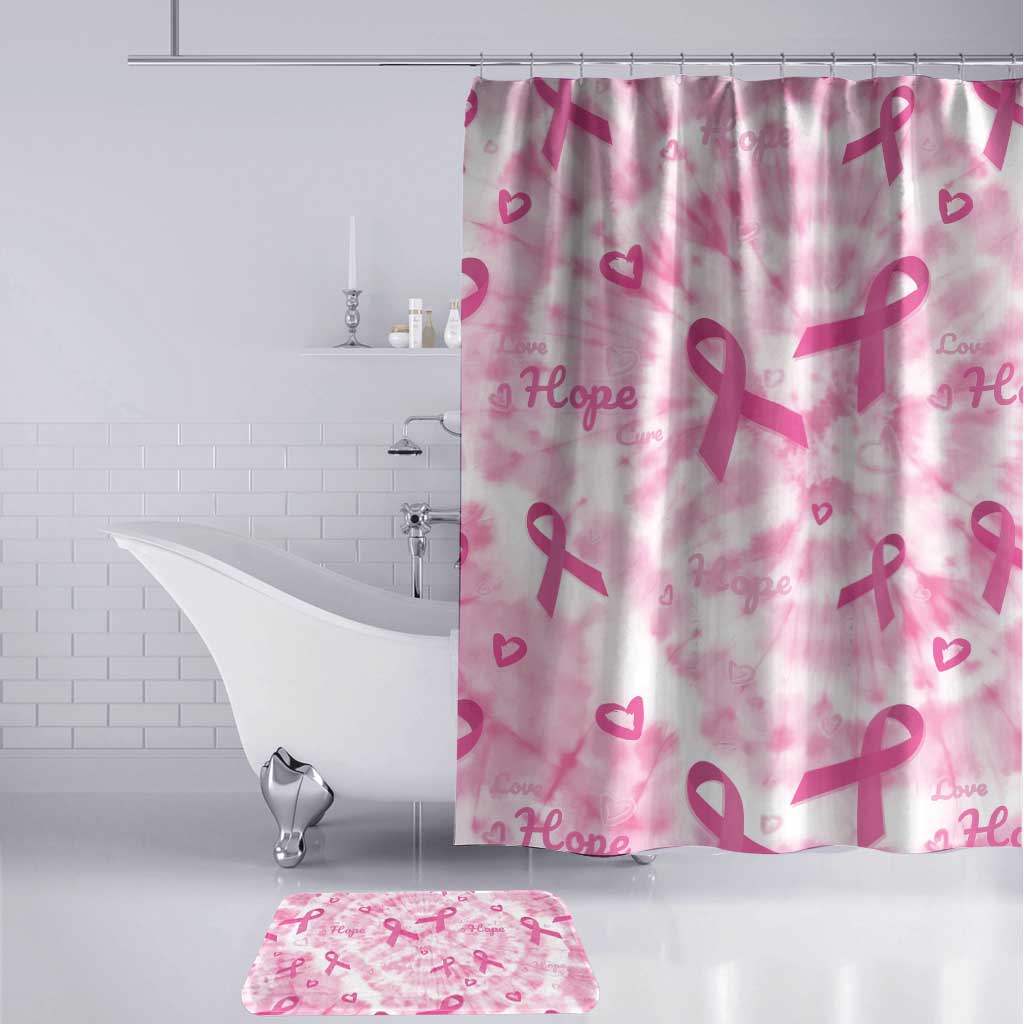 Breast Cancer Awareness Pink Ribbon Bathroom Set Tie Dye Style