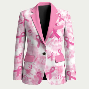 Breast Cancer Awareness Pink Ribbon Blazer Tie Dye Style