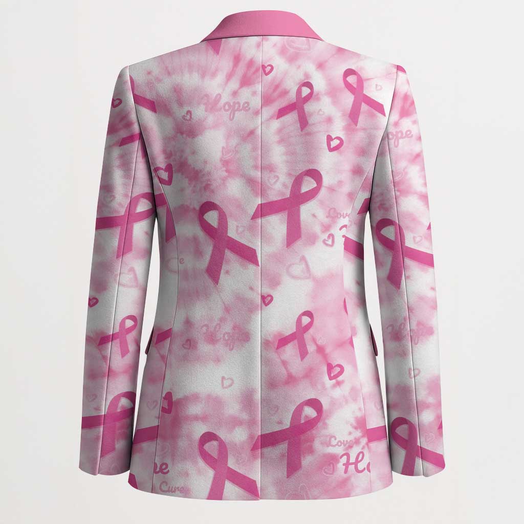 Breast Cancer Awareness Pink Ribbon Blazer Tie Dye Style