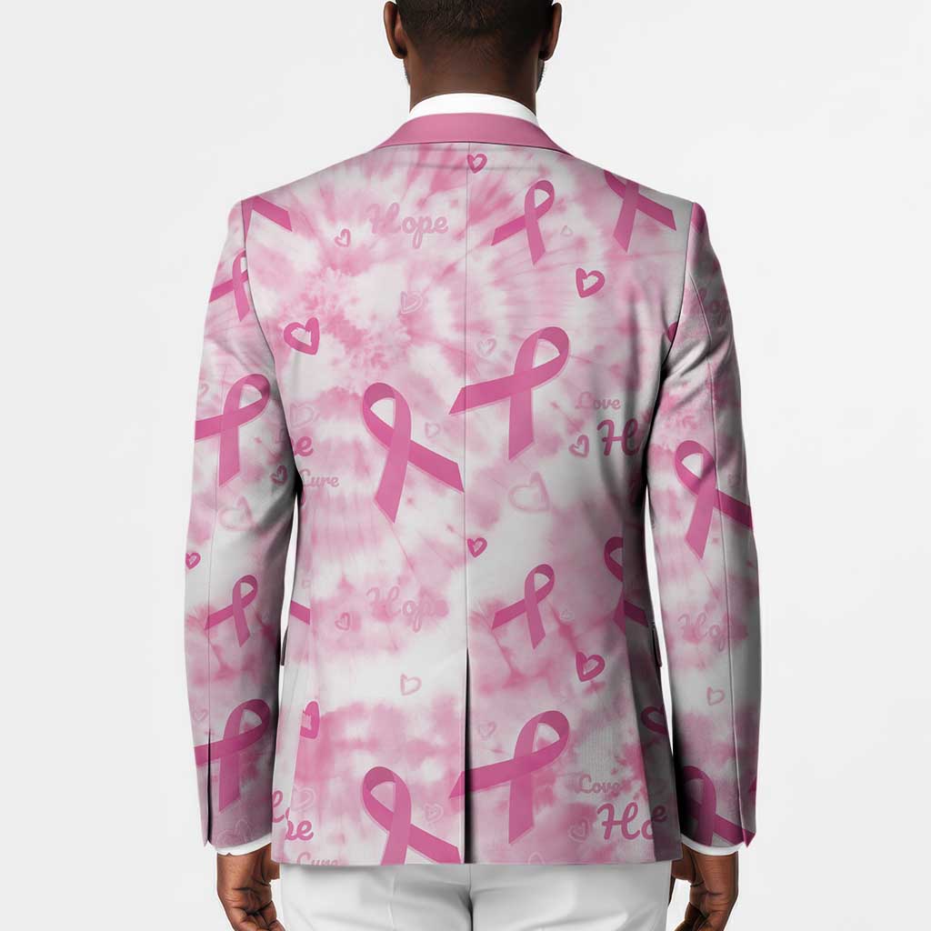 Breast Cancer Awareness Pink Ribbon Blazer Tie Dye Style