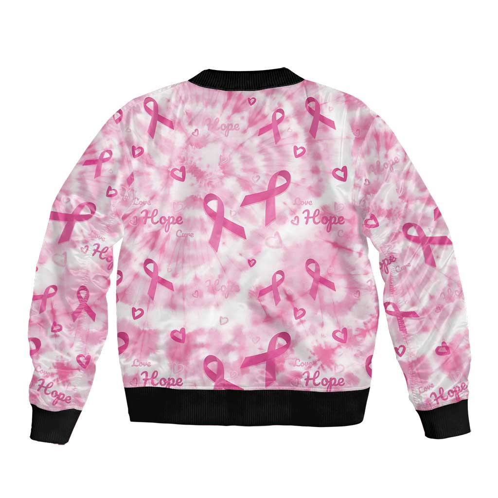 Pink Ribbon With Tie Dye Bomber Jacket Breast Cancer Awareness - African Pride