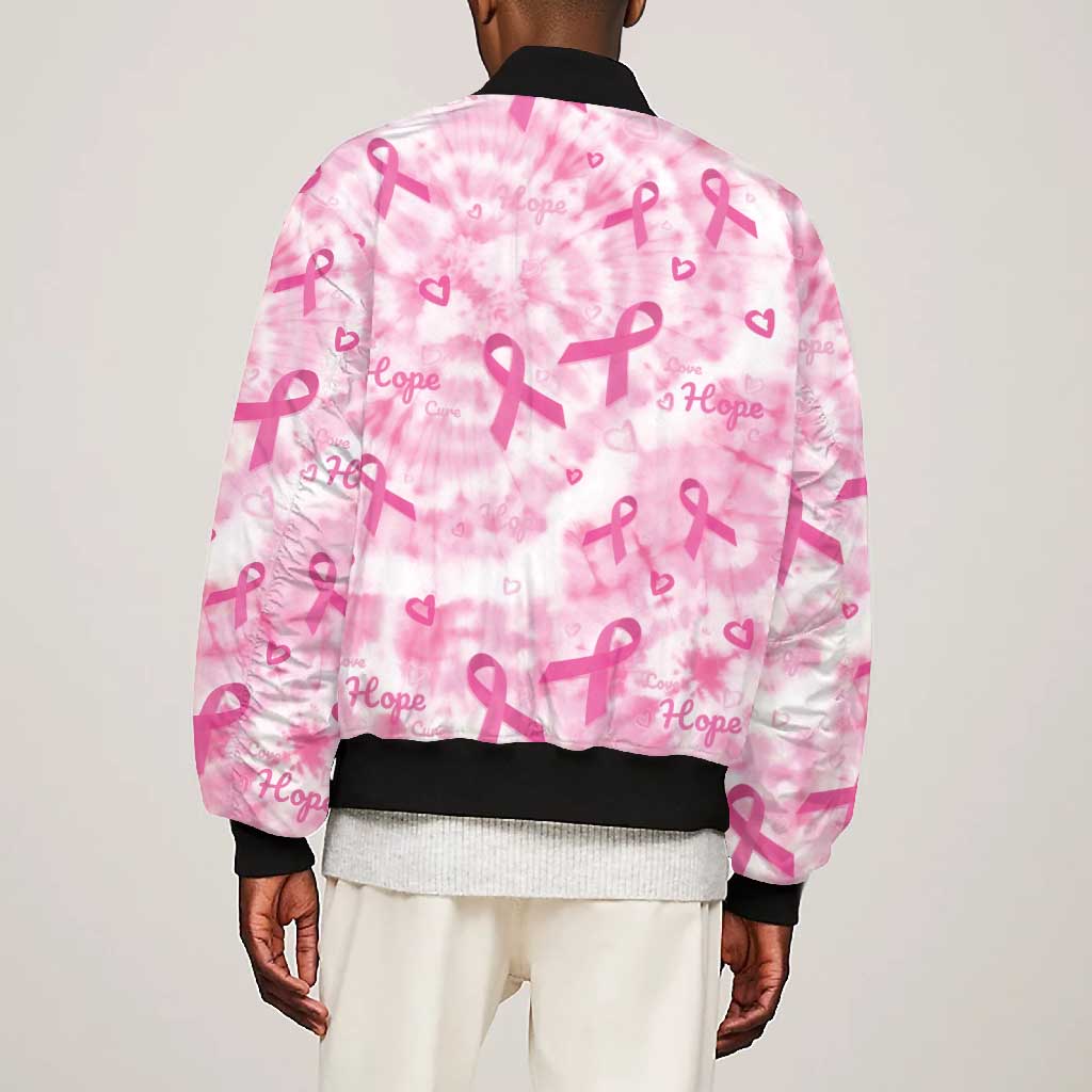 Pink Ribbon With Tie Dye Bomber Jacket Breast Cancer Awareness - African Pride