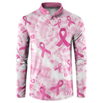 Breast Cancer Awareness Pink Ribbon Button Sweatshirt Tie Dye Style