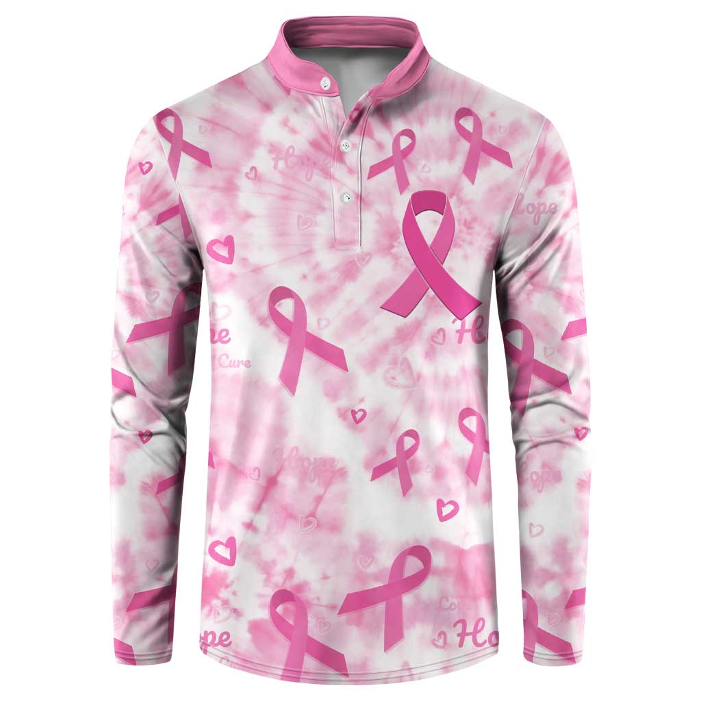 Breast Cancer Awareness Pink Ribbon Button Sweatshirt Tie Dye Style
