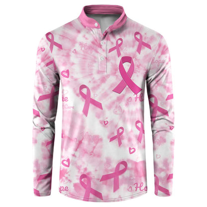 Breast Cancer Awareness Pink Ribbon Button Sweatshirt Tie Dye Style