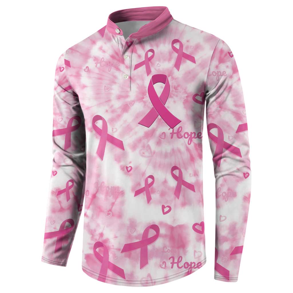 Breast Cancer Awareness Pink Ribbon Button Sweatshirt Tie Dye Style