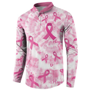 Breast Cancer Awareness Pink Ribbon Button Sweatshirt Tie Dye Style