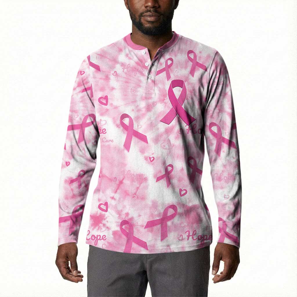 Breast Cancer Awareness Pink Ribbon Button Sweatshirt Tie Dye Style