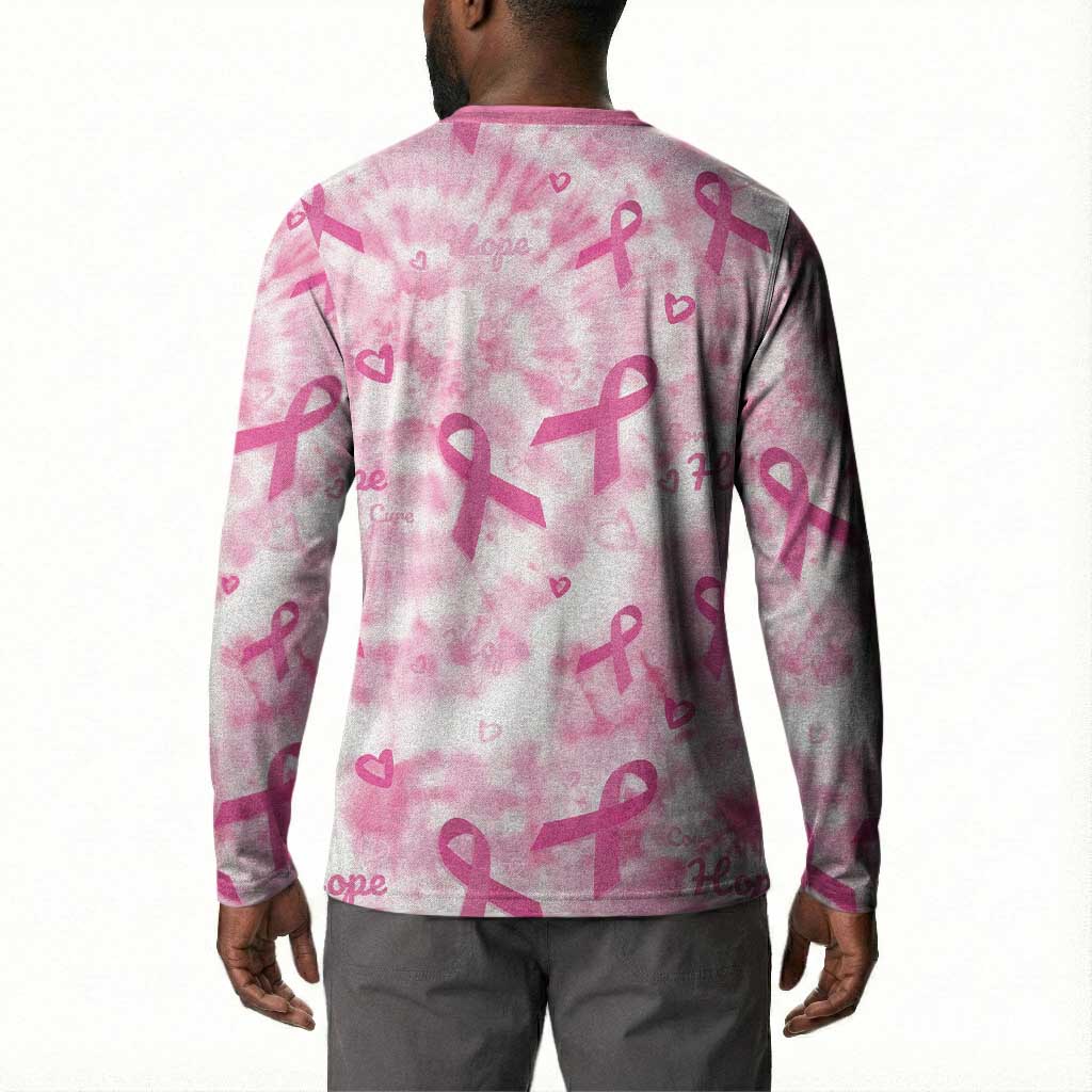 Breast Cancer Awareness Pink Ribbon Button Sweatshirt Tie Dye Style