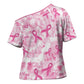 Breast Cancer Awareness Pink Ribbon Cross Shoulder Shirt Tie Dye Style