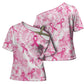Breast Cancer Awareness Pink Ribbon Cross Shoulder Shirt Tie Dye Style