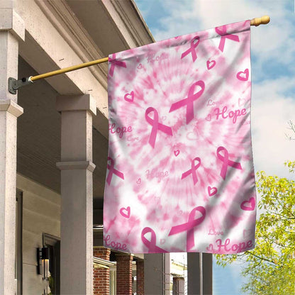 Pink Ribbon With Tie Dye Garden Flag Breast Cancer Awareness - African Pride