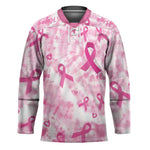 Breast Cancer Awareness Pink Ribbon Hockey Jersey Tie Dye Style