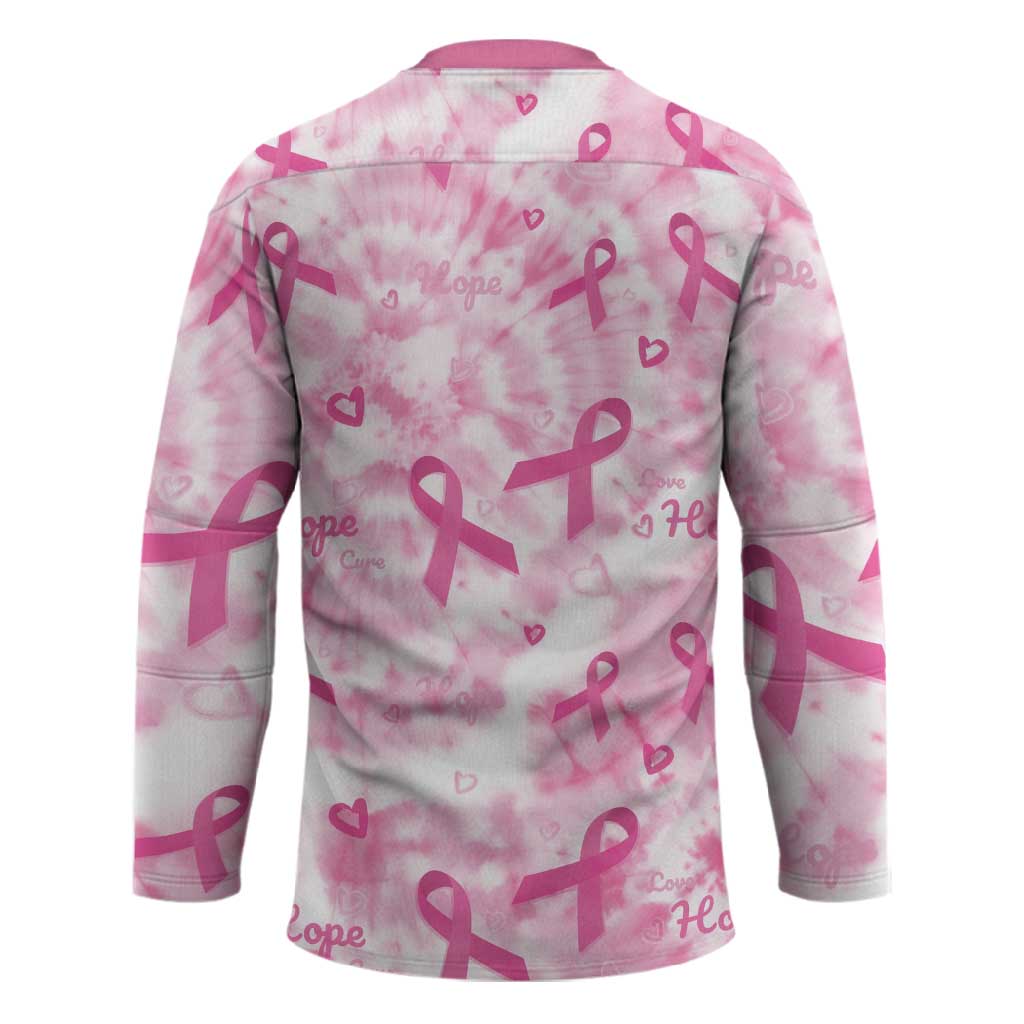 Breast Cancer Awareness Pink Ribbon Hockey Jersey Tie Dye Style