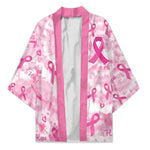 Breast Cancer Awareness Pink Ribbon Kimono Tie Dye Style