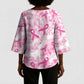 Breast Cancer Awareness Pink Ribbon Kimono Sleeve Blouse Tie Dye Style
