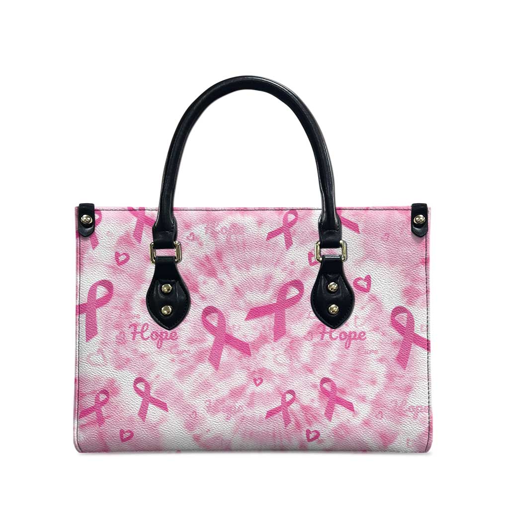 Breast Cancer Awareness Pink Ribbon Leather Bag Tie Dye Style