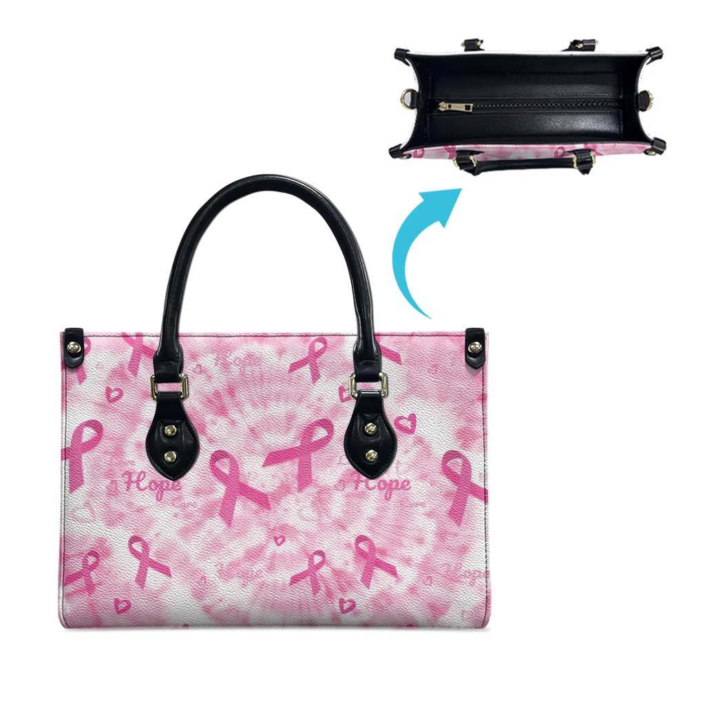 Breast Cancer Awareness Pink Ribbon Leather Bag Tie Dye Style