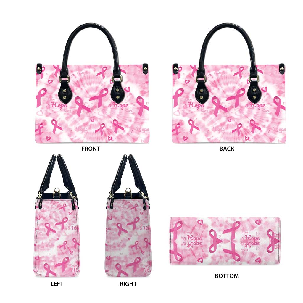 Breast Cancer Awareness Pink Ribbon Leather Bag Tie Dye Style