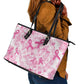 Pink Ribbon With Tie Dye Leather Tote Bag Breast Cancer Awareness - African Pride