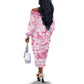Pink Ribbon With Tie Dye Off The Shoulder Long Sleeve Dress Breast Cancer Awareness - African Pride