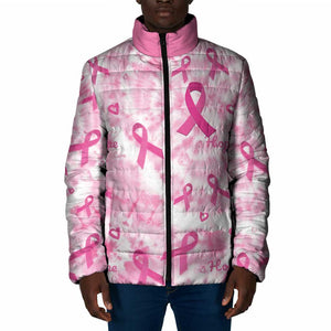Breast Cancer Awareness Pink Ribbon Padded Jacket Tie Dye Style