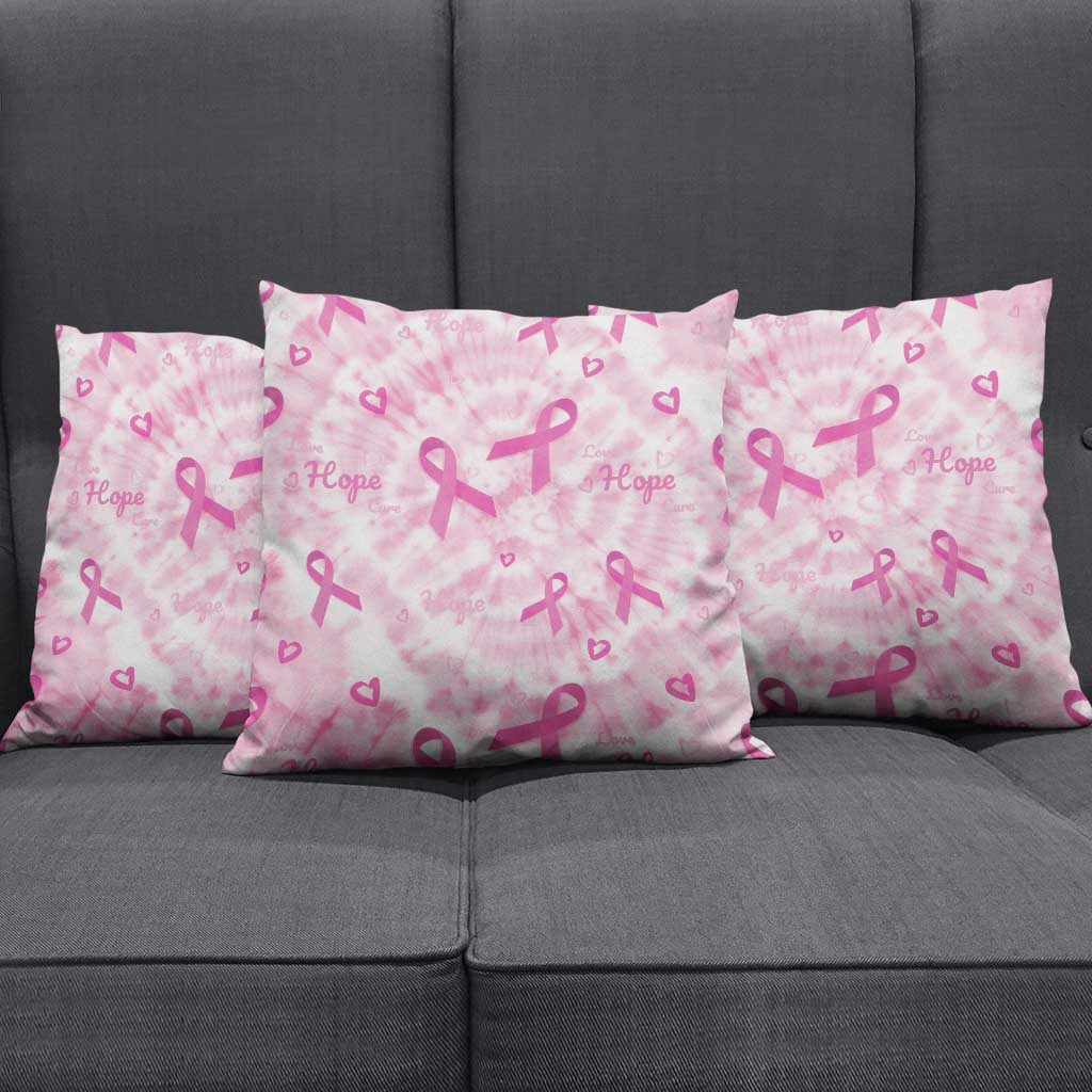 Breast Cancer Awareness Pink Ribbon Pillow Cover Tie Dye Style