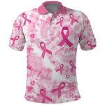 Pink Ribbon With Tie Dye Polo Shirt Breast Cancer Awareness - African Pride