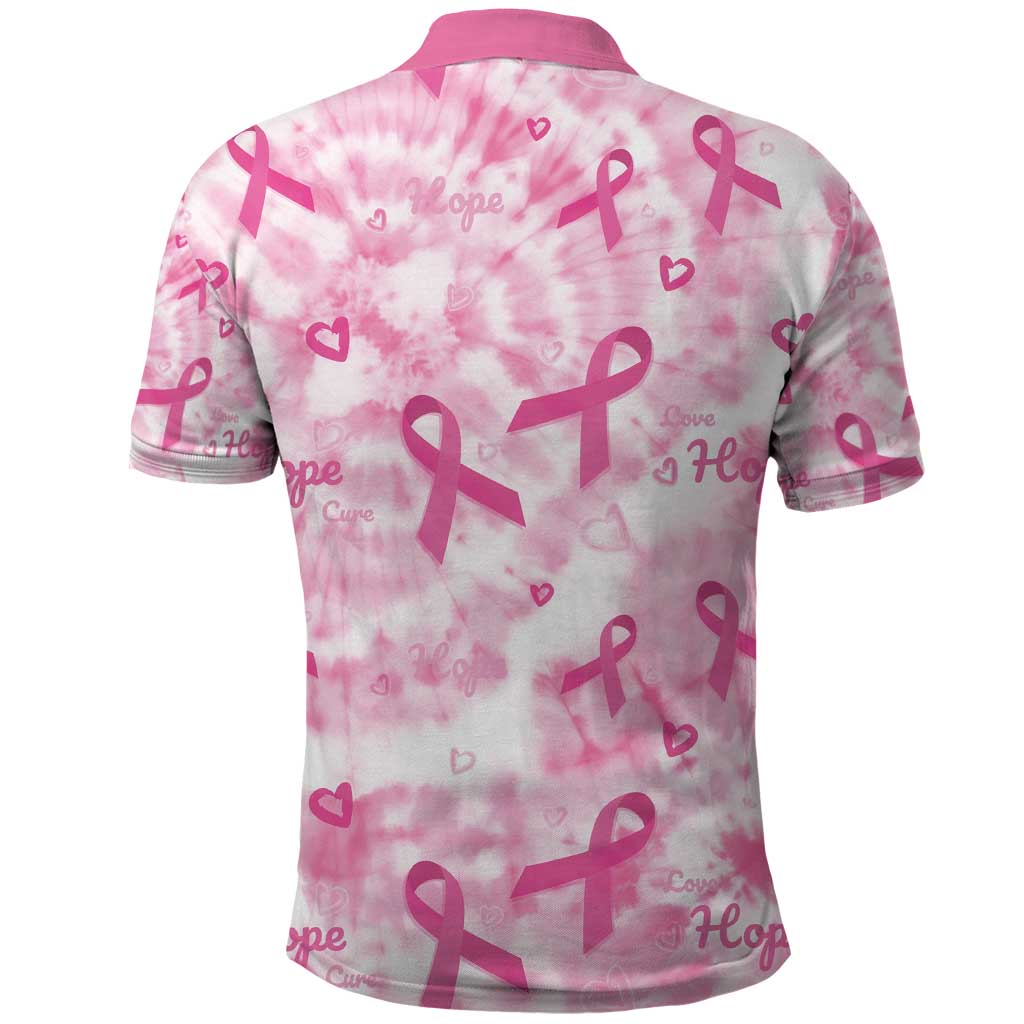 Pink Ribbon With Tie Dye Polo Shirt Breast Cancer Awareness - African Pride
