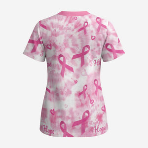 Breast Cancer Awareness Pink Ribbon Scrub Top Tie Dye Style - African Pride