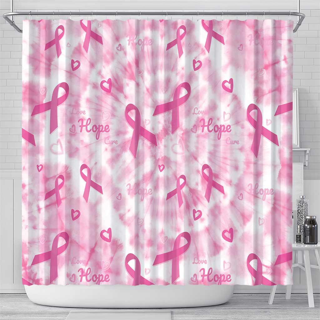 Pink Ribbon With Tie Dye Shower Curtain Breast Cancer Awareness - African Pride
