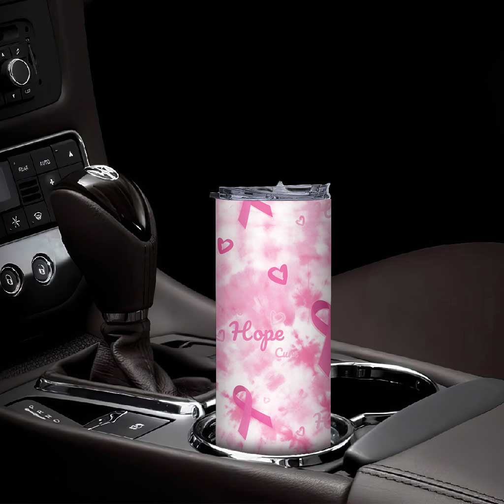 Pink Ribbon With Tie Dye Skinny Tumbler Breast Cancer Awareness - African Pride
