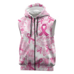 Pink Ribbon With Tie Dye Sleeveless Zip Hoodie Breast Cancer Awareness - African Pride