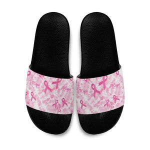 Breast Cancer Awareness Pink Ribbon Slide Sandals Tie Dye Style