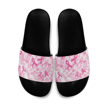 Breast Cancer Awareness Pink Ribbon Slide Sandals Tie Dye Style