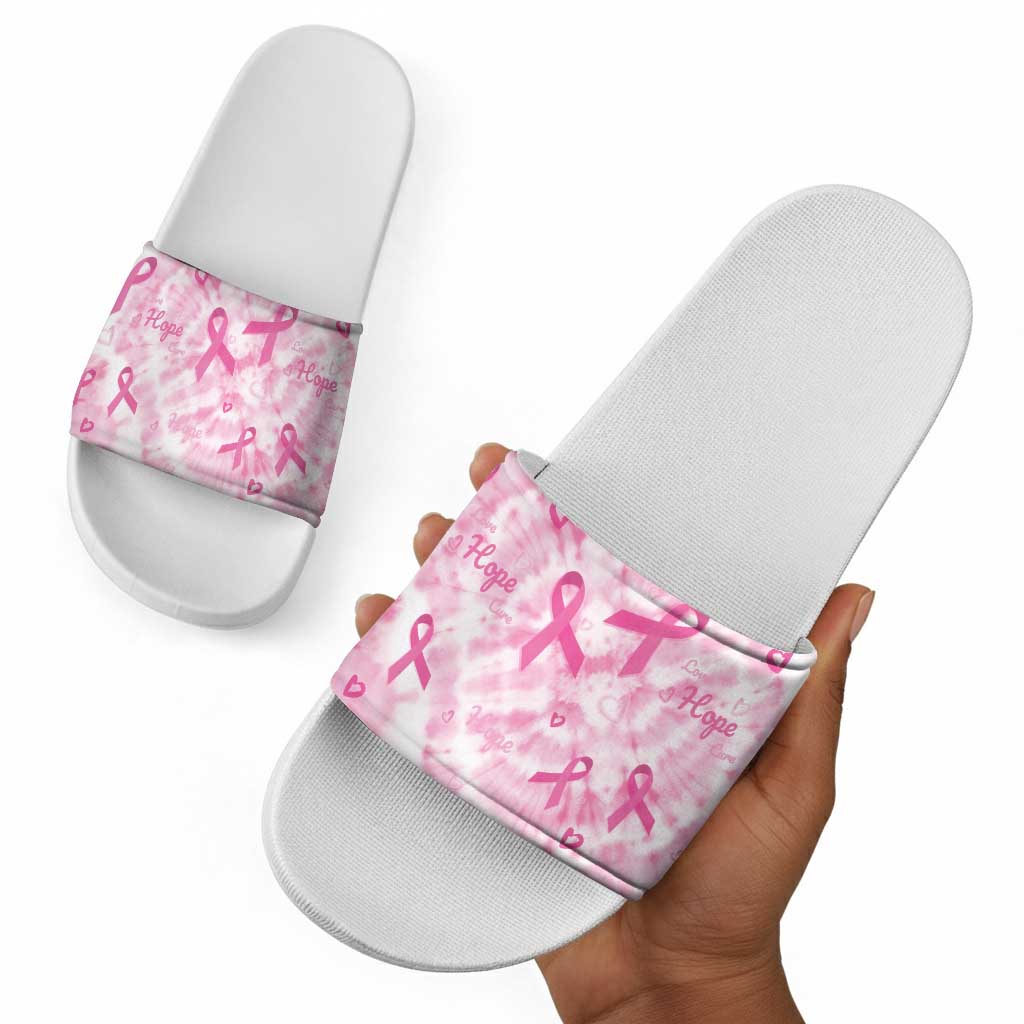 Breast Cancer Awareness Pink Ribbon Slide Sandals Tie Dye Style