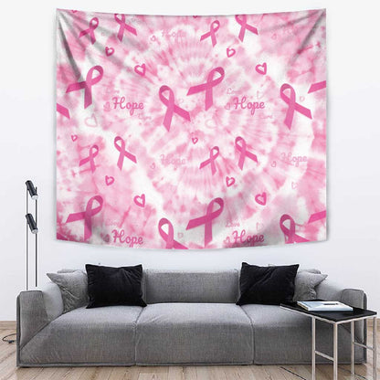 Pink Ribbon With Tie Dye Tapestry Breast Cancer Awareness - African Pride