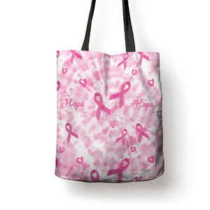 Breast Cancer Awareness Pink Ribbon Tote Bag Tie Dye Style