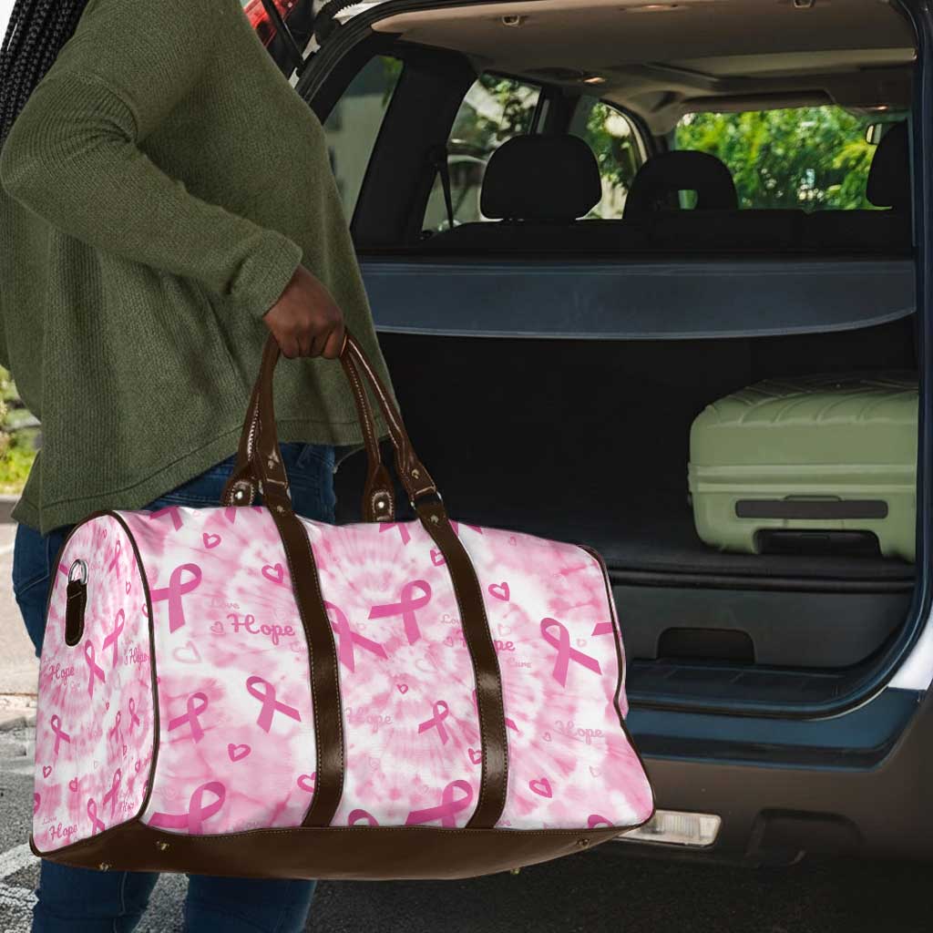 Breast Cancer Awareness Pink Ribbon Travel Bag Tie Dye Style