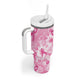Pink Ribbon With Tie Dye Tumbler With Handle Breast Cancer Awareness - African Pride